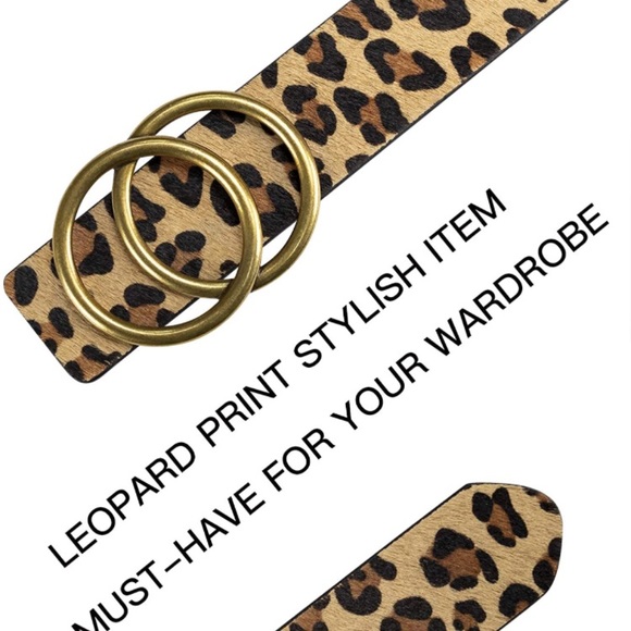 Leopard Print Genuine Leather Belt with Alloy Buckle - Picture 3 of 6